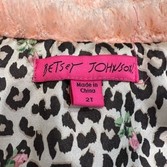 Betsey Johnson Fuzzy Sparkly Peach Coat with Faux Leather Sleeves - Picture 7 of 15